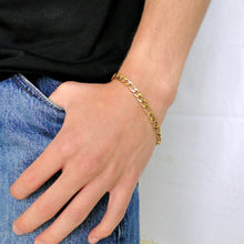 Cargar imagen en el visor de la galería, Pulsera tipo Figaro Acero Dorado