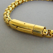 Cargar imagen en el visor de la galería, Pulsera de acero dorada en cadena rolo