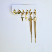 Cargar imagen en el visor de la galería, Aretes Star Set Acero Dorado