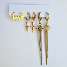 Cargar imagen en el visor de la galería, Aretes Star Set Acero Dorado