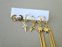 Cargar imagen en el visor de la galería, Aretes Star Set Acero Dorado
