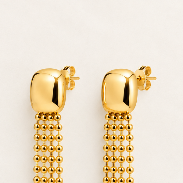 Aretes Diluvio Acero Dorado