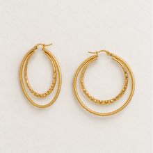 Cargar imagen en el visor de la galería, Aretes Duo Acero Dorado

