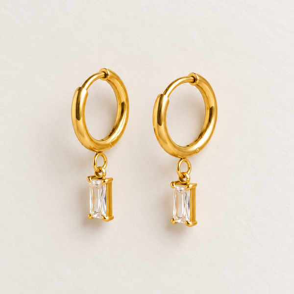 Aretes Luz Acero Dorado