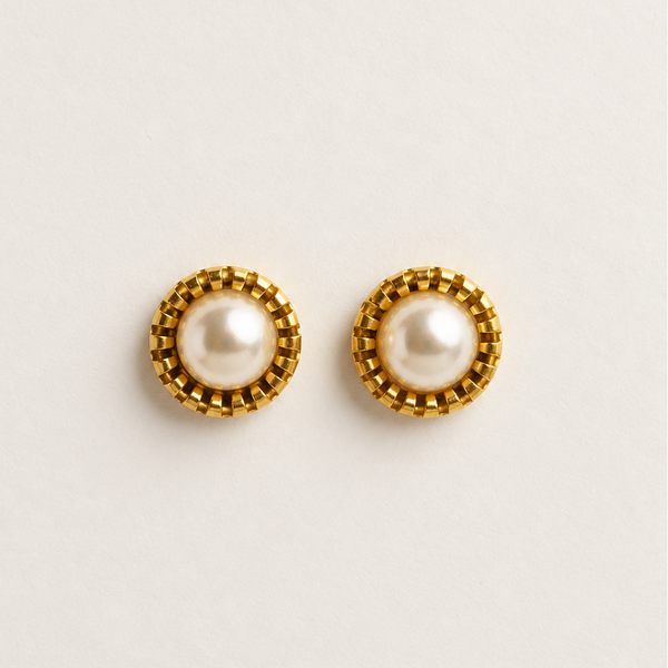 Aretes Reina Acero Dorado
