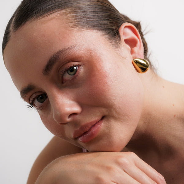 Aretes Drop Acero Dorado