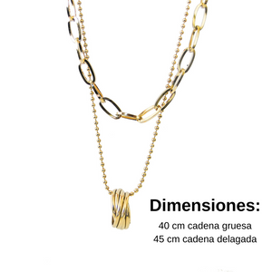 Collar Hanging Rings Acero Dorado