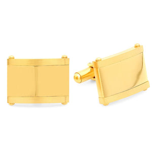 Mancuernillas rectangulares de acero dorado