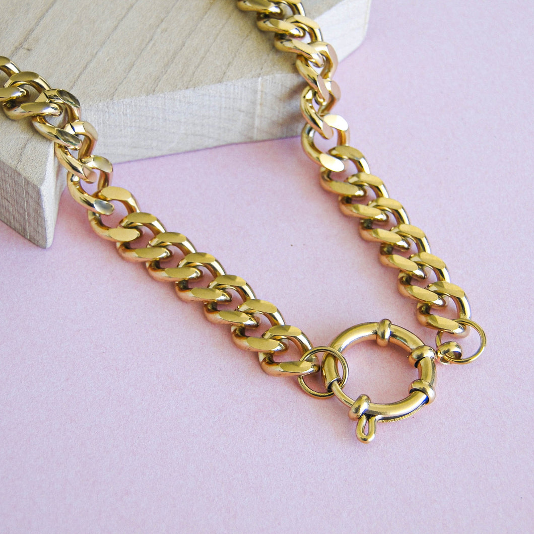 Collar Thick Chain Acero Dorado